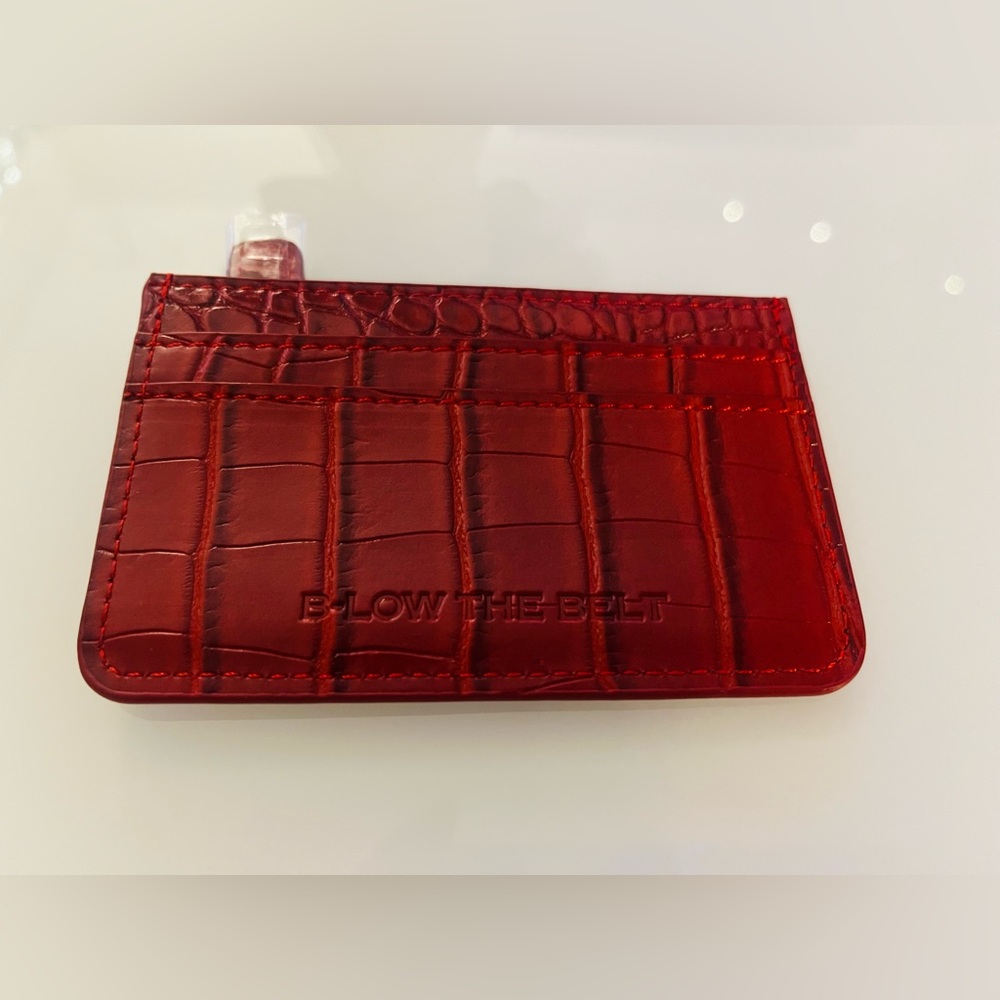B-Low the Belt Red Croc Embossed Card Holder